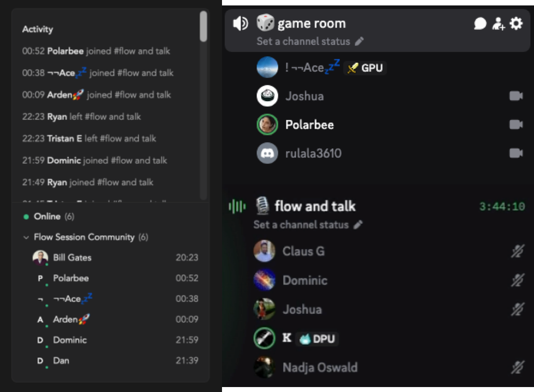 FlowSesh in action — focus sessions, task tracking, and coworking
